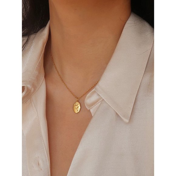 NEW 18K Gold Plated Rose Flower Pendant Necklace - Picture 16 of 16